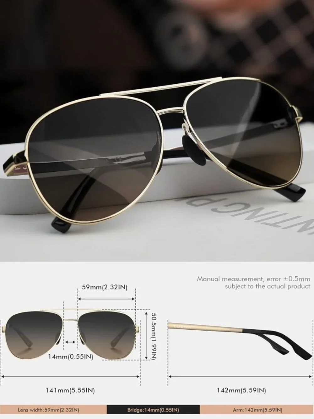 Polarized Aviator Sunglasses for Men & Women | UV400, Lightweight
